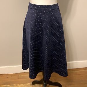 Carmen Marc Valvo, MIDI A-Line Full skirt with gold dot detail, has pockets 8